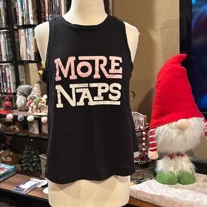 Secret Treadures Black Graphic Tank pajama top- More Naps